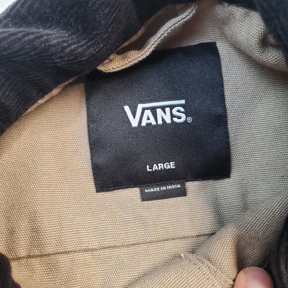 Vans Drill Chore Men's Coat Size Large Khaki Black Corduroy Collar - Picture 3 of 9